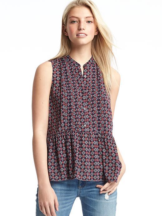 Gap Women Print Peplum Top - Pink Print