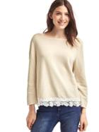 Gap Women Lace Hem Bell Sleeve Pullover - Anchorage Cream