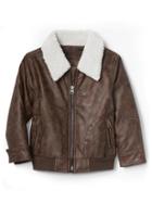 Gap Sherpa Faux Leather Flight Jacket - Mustang Beach