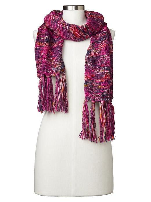Gap Women Multi Color Marled Fringe Scarf - Pink Multi