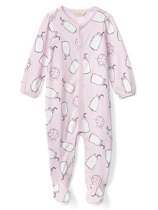 Gap Organic Milk And Cookies Footed One Piece - Cherry Blossom