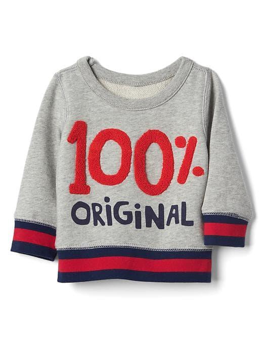 Gap Sherpa Graphic Crew Sweatshirt - Gray