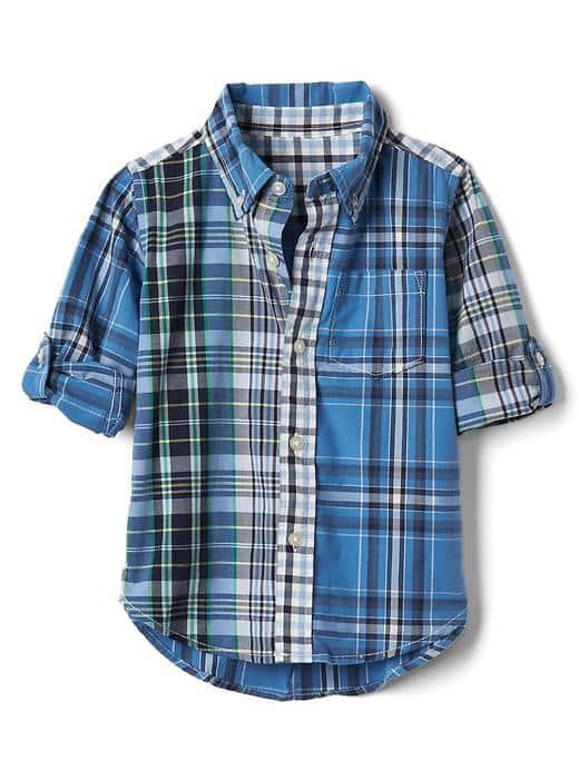 Gap Multi Plaid Convertible Shirt - Mascot Blue
