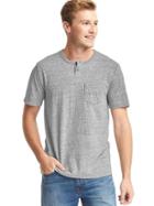 Gap Men Short Sleeve Henley - New Heather Grey