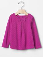 Gap Glitter Dot Bow Pleat Tee - Fuchsia Petal