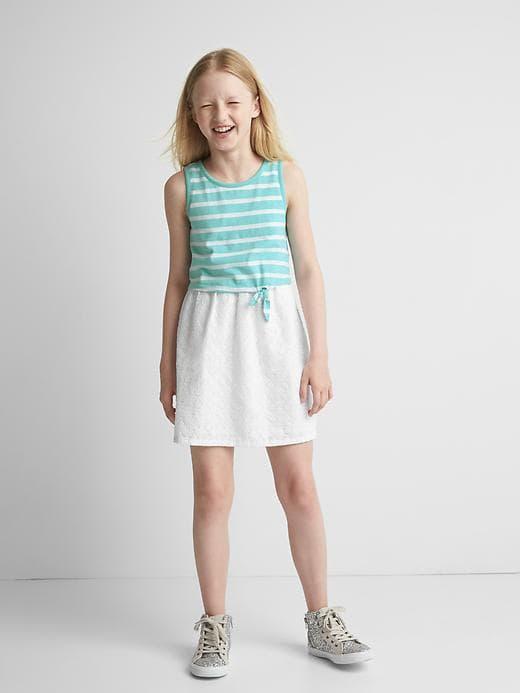 Gap Double Layer Eyelet Dress - Fair Aqua