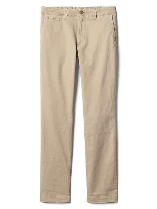 Gap Men Stretch Vintage Wash Skinny Fit Khakis - Iconic Khaki