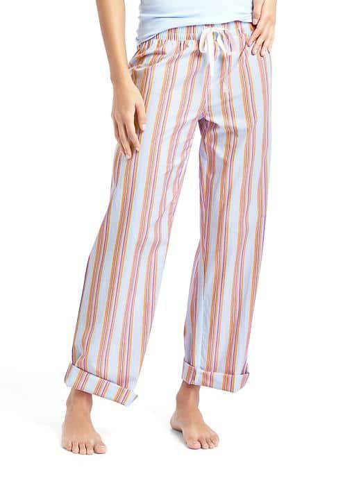 Gap Women Print Roll Tab Sleep Pants - Emerson Stripe Cerulean