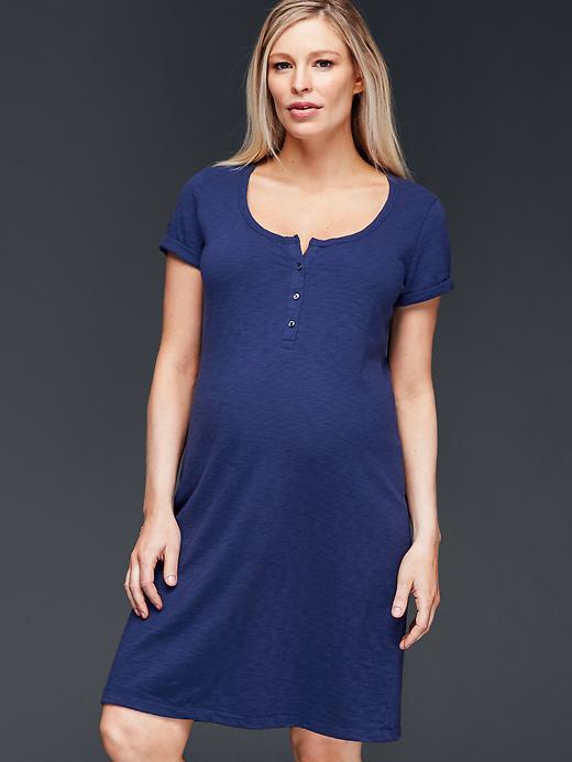 Gap Henley Tee Dress - Comet Blue