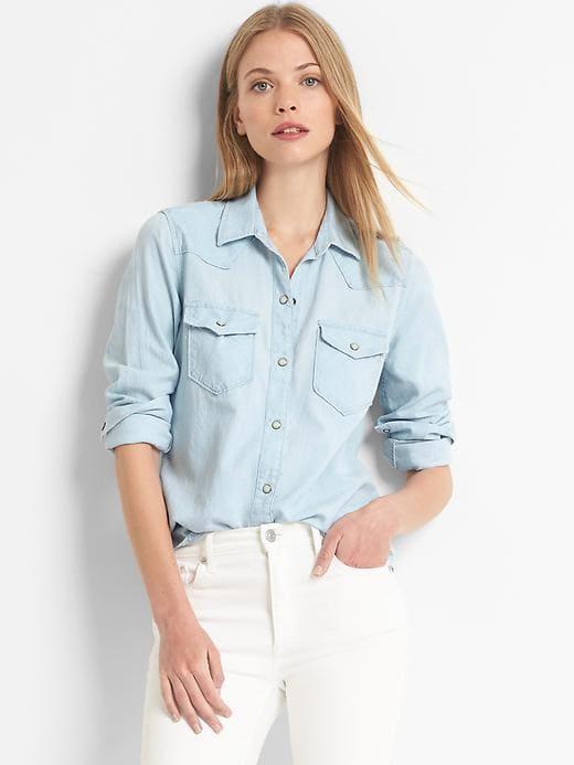 Gap Light Denim Western Shirt - Light Indigo