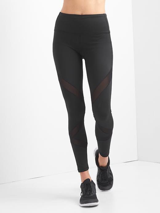 Gap Gfast Blackout High Rise Mesh Wrap Leggings - Black