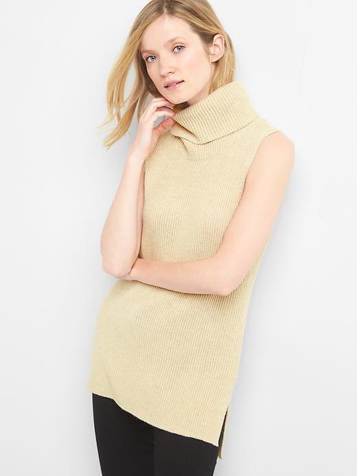 Gap Women Sleeveless Ribbed Funnel Neck Tunic - Camel