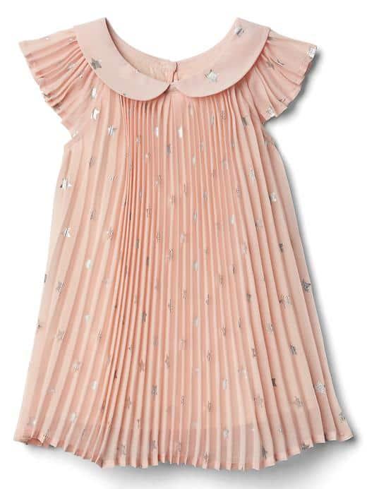 Gap Starry Pleat Flutter Dress - Silk Powder