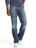 Gap Men Original 1969 Destructed Vintage Straight Fit Jeans - Dark Wash
