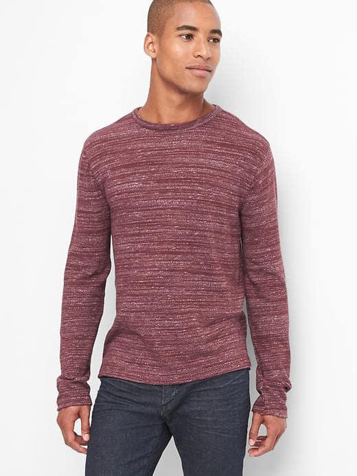 Gap Men Softspun Long Sleeve Crewneck Tee - Pinot Noir