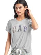 Gap Women Mix And Match Short Sleeve Sleep Shirt - Lt Heather Grey Bloom