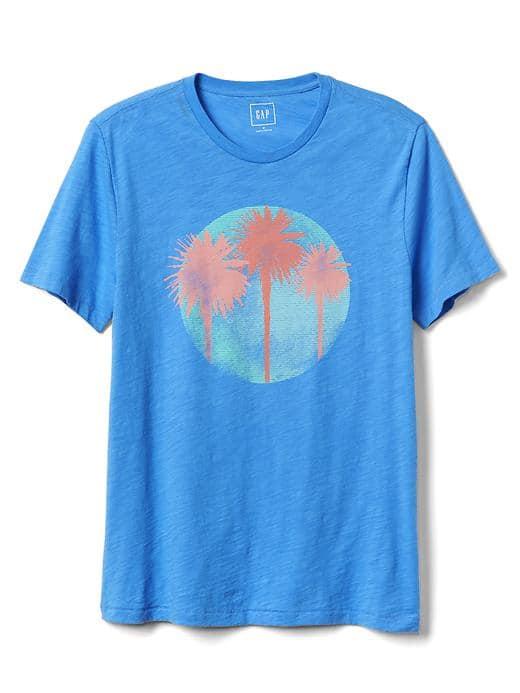 Gap Women Palm Crewneck Short Sleeve Tee - Blue Peak
