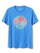 Gap Women Palm Crewneck Short Sleeve Tee - Blue Peak