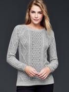 Gap Women Cable Knit Pullover Sweater - Light Heather Grey