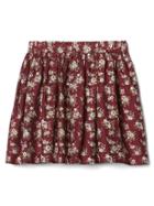 Gap Women Floral Flippy Skirt - Merlot
