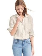 Gap Women Linen Oversize Boyfriend Shirt - Flax