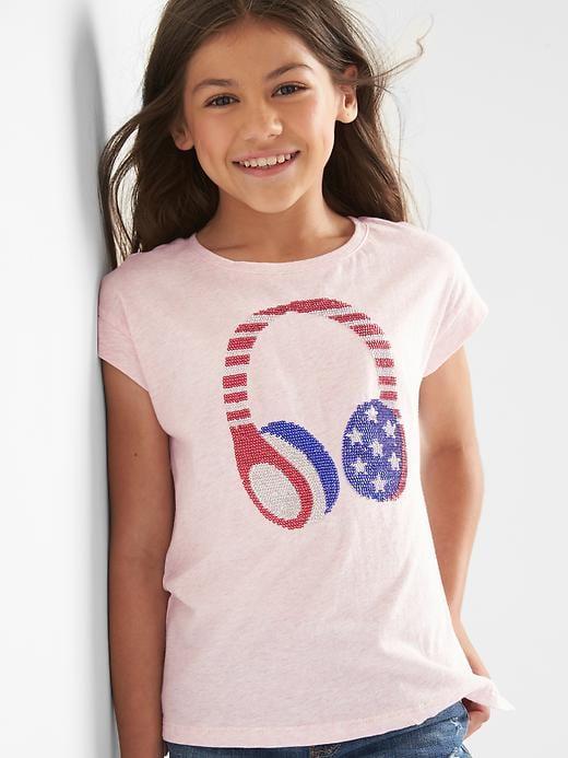 Gap Flippy Sequin Graphic Tee - Pink Heather