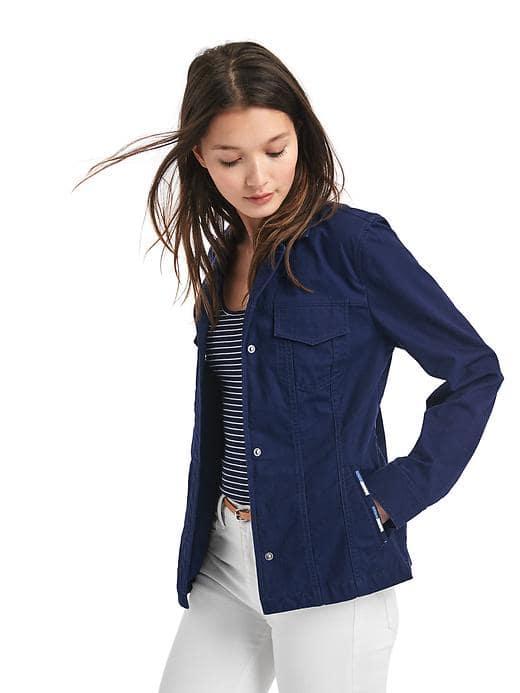 Gap Women Embroidered Utility Jacket - Dark Night