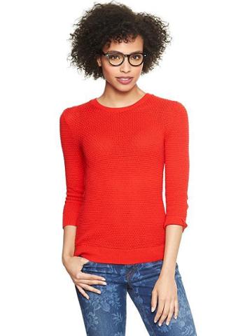 Gap Tuck Stitch Pullover - Fiery Red