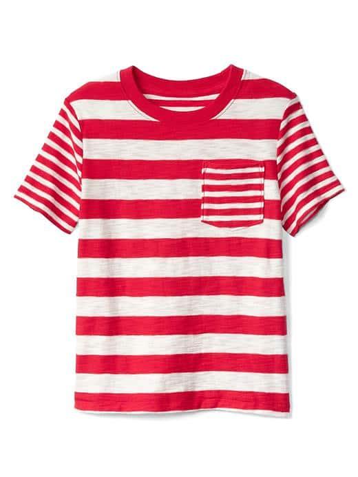 Gap Mix Stripe Pocket Slub Tee - Pure Red
