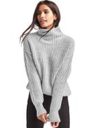 Gap Women Funnel Neck Shaker Sweater - Light Heather Gray