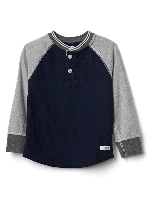 Gap Colorblock Raglan Henley - Elysian Blue