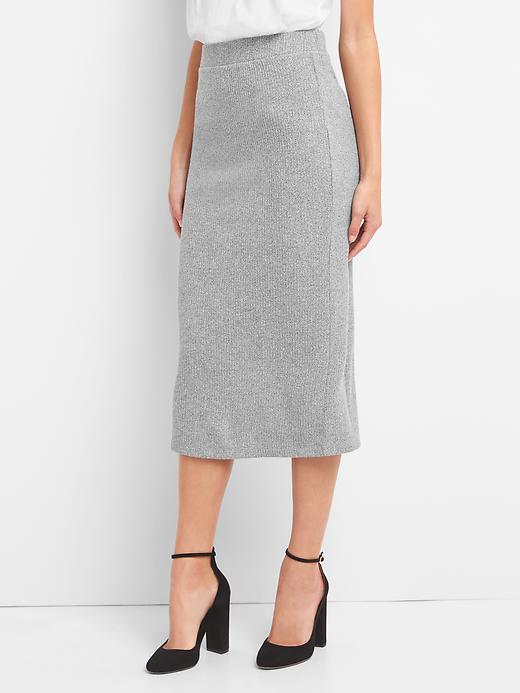 Gap Softspun Ribbed Midi Skirt - Heather Grey