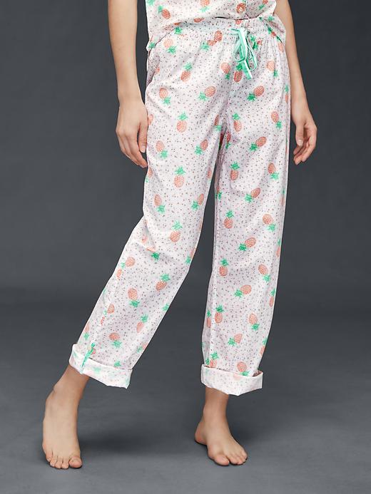 Gap Women Poplin Print Pants - Pineapple Peony