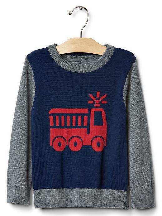 Gap Intarsia Graphic Crew Sweater - Elysian Blue