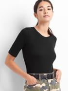 Gap Women Modal Elbow Sleeve Crewneck - Black