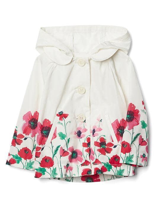 Gap Floral Border Raincoat - Ivory Frost