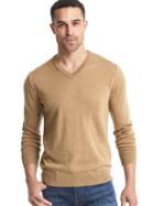 Gap Men Merino Wool Slim Fit Sweater - Oatmeal/camel