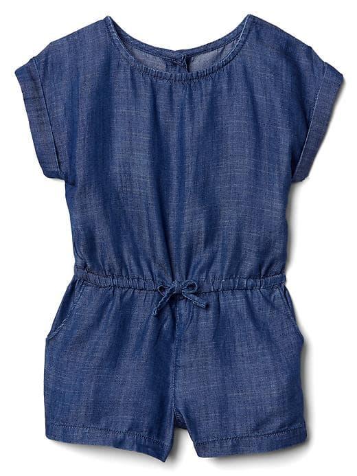Gap Tencel Chambray Romper - Chalky Blue Wash