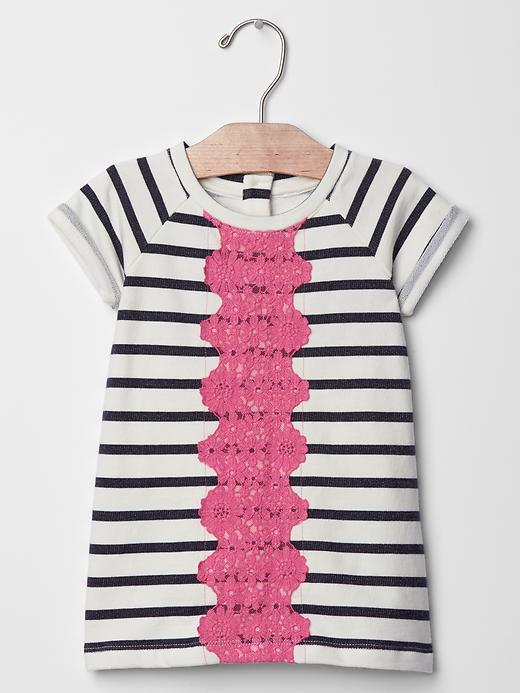 Gap Lacy Stripe Sweatshirt Dress - Ivory Frost