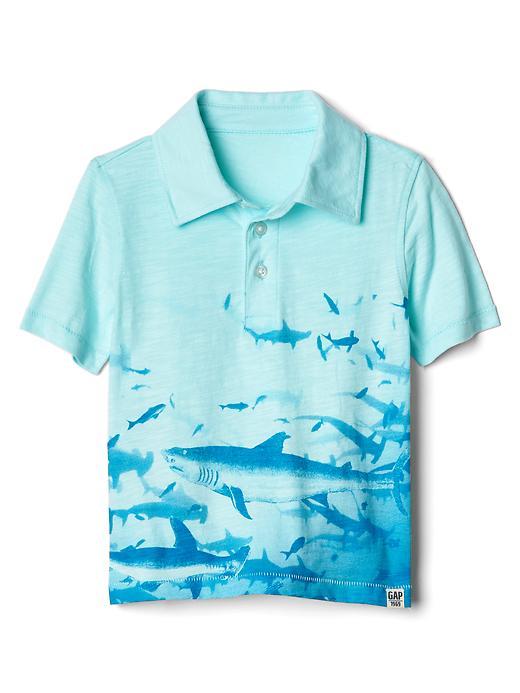 Gap Graphic Slub Polo - Hampton Blue