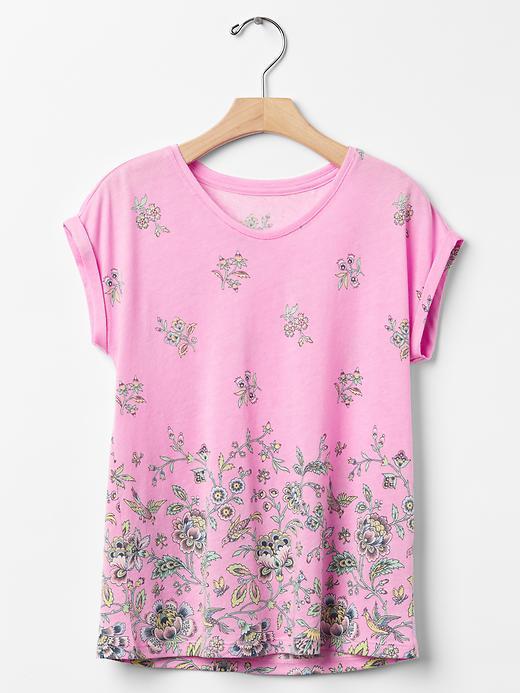 Gap Floral V Neck Tee - Purple Hydrangea