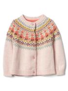 Gap Fox Fair Isle Cardigan - Pink Heather