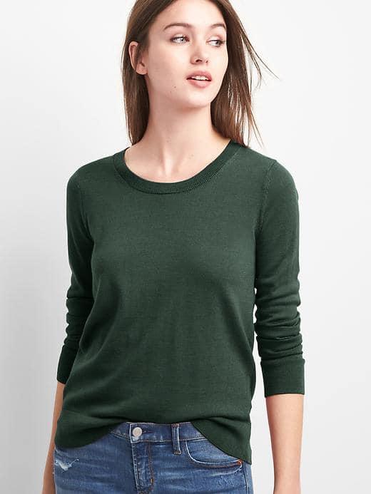 Gap Women Merino Wool Crewneck Pullover - Olive
