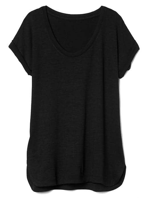 Gap Women Softspun Roll Sleeve Tee - Black