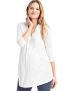 Gap Long Sleeve Shirred Henley - White