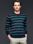 Gap Men Rugby Nep Cotton Cashmere Crew Sweater - Navy Stripe