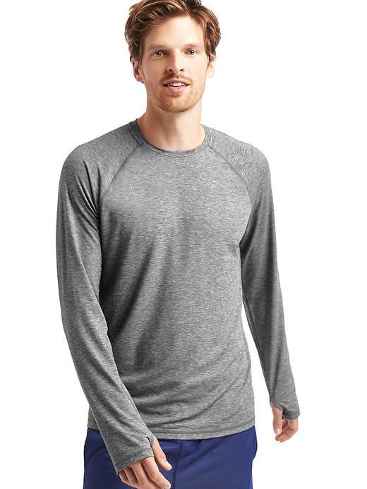 Gap Men Gapfit Breathe Long Sleeve Crew T Shirt - Heather Gray