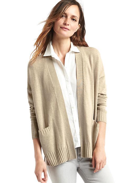 Gap Women Wool Open Front Cardigan - Oatmeal Heather