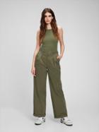 High Rise Pleated Wide Khaki With Washwell