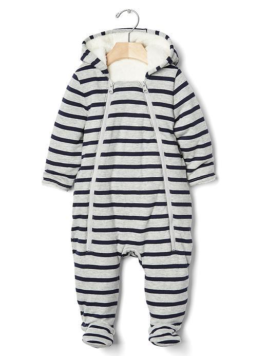 Gap Cozy Stripe Bear One Piece - Blue Stripe